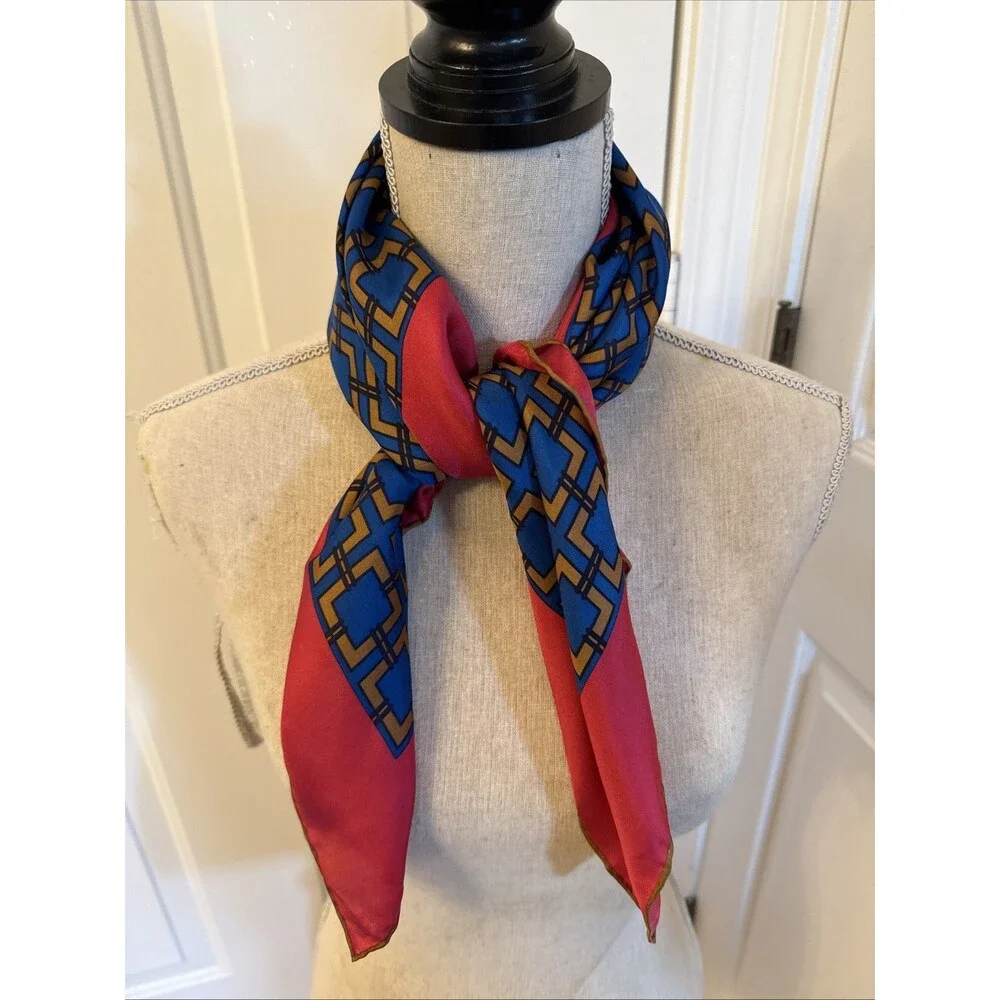 BLUE & PINK Talbots 100% Silk Square Scarf NWT